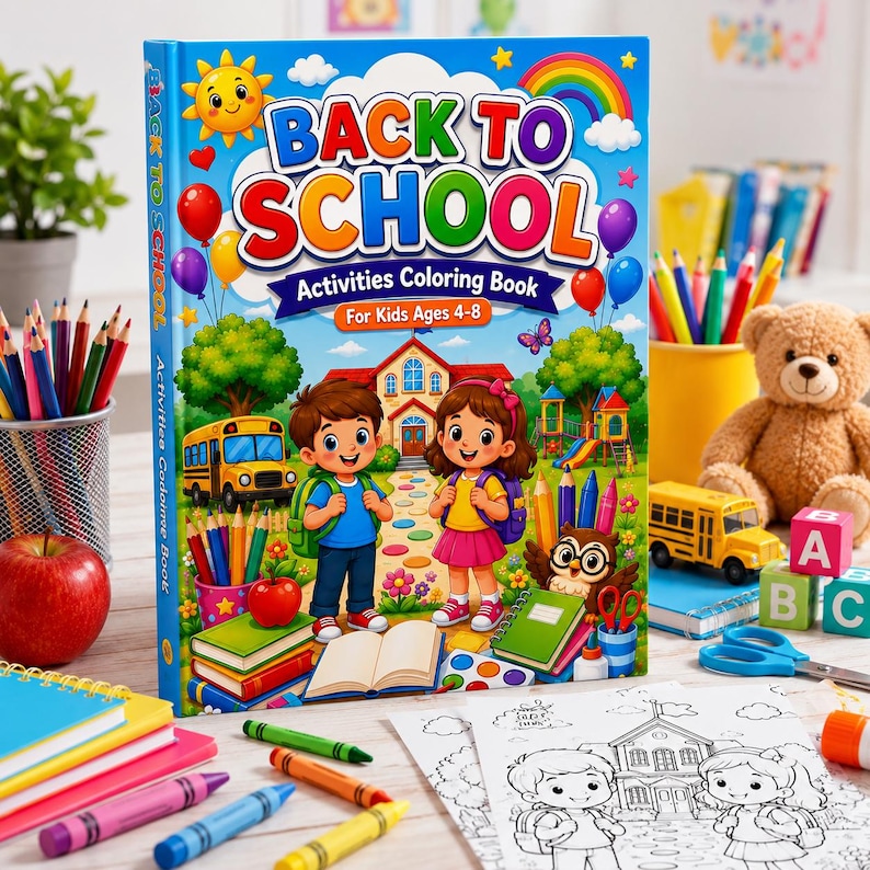 50+ Back to School Coloring Pages | Printable School Coloring Book | First Day of School Activities | Classroom & Homeschool PDF